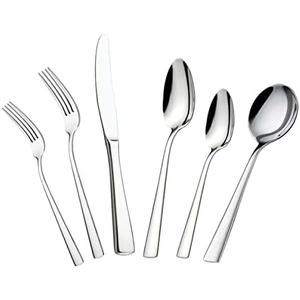 faderic Cutlery Set, 24 Piece Stainless Steel Silverware Set With Soup Spoons for 4, Flatware Set, Silver