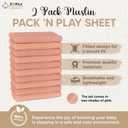 2 x Pack and Play Sheets Fitted - Portable Mini Crib Mattress Sheet for Boys & Girls - Soft Muslin Cotton Playard Sheets - Play Yard Mattress Cover - Fits Most Pack n Play - Safe and Snug for Baby 2 Pack