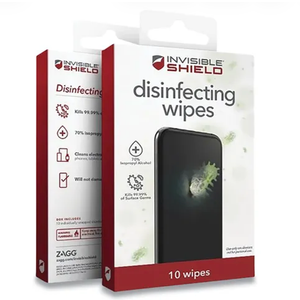 InvisibleShield Disinfecting Wipes for Electronic Devices, Spun Fiber, 3 x 3, 5/Pack
