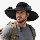 ATNKE Solar Fan Sun Hat,UPF 50+ Fishing & Beach Summer Wide Brim Hats with 2 Built in Solar Fans Gifts for Men and Women (Black)