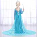 G.C Girls Princess Costume Dress Up Clothes with Long Cape Toddler Wig Crown Wand Halloween Cosplay, 110(3-4 Years)