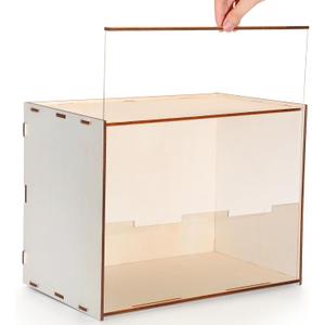 Wooden Diorama Box Large Display Case 14" x 8.7" x 10.6'' Wood Display Case Deep Shadow Box Frame with Transparent Lid for Collectibles Miniatures Dollhouse Figures