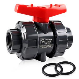 Boltigen UPVC 1-1/2" NPT Ball Valve, DN40 PVC True Union Full Flow, ASTM EPDM O-ring, 1-1/2 inch Threaded PVC Shut Off for Water System