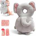 HippoBaby Baby Head Protector Backpack  Toddler Safety Cushion for Crawling & Walking  Infant Fall Protection Pillow with Adjustable Straps  Comes with Knee Pads & Non-Slip Baby Socks (Elephant)