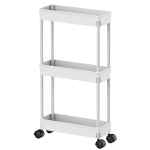 Sooyee 3-Tier Rolling Cart with Wheels, Slim Narrow Storage Cabinet, Under Desk Storage Organizer for Office, Bathroom, Kitchen, Laundry Room, Narrow Places, Black