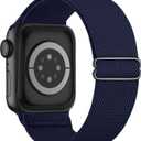 Stretchy Elastic Bands Compatible with Apple Watch Band 46mm 45mm 44mm 42mm 41mm 40mm 38mm 49mm Women Men, Water-Resistant Solo Loop Nylon Sport Straps for iWatch Series 11 10 9 8 7 6 5 4 3 SE Ultra (Midnight Blue)