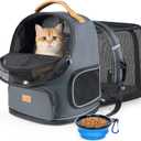 Morpilot Expandable Cat Carrier Backpack for Small Dogs & Cats Up to 18lbs, Breathable Mesh Pet Travel Backpack with Safety Leash, Foldable Airline Approved Carrier for Hiking Camping Outdoor, Grey