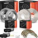 A-Premium Front & Rear Disc Brake Rotors Ceramic Brakes Pads + Rear Brake Drums Brake Shoes Compatible with Select Toyota Models - Tacoma 2005-2021, 12 Pcs