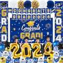 Graduation Decorations Class of 2025 - Black and Gold Graduation Party Supplies Include Backdrop, Banner, Hanging Swirls, Porch Sign, Balloons, Foil Number 2025 for Congrats Grad Decorations