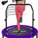 Kanchimi 40" Folding Mini Fitness Indoor Exercise Workout Rebounder Trampoline with Handle, Max Load 330lbs(Purple)