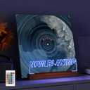 YuanDian Light up Now Playing Vinyl Record Stand, Wooden Acrylic Holder for Vinyl Album Display and Storage, Illuminated LED Display Shelf with 16 Changing Color Lights