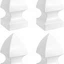 QWORK 4 Pack 5" Vinyl Fence Post Cap in Gothic Style - Outdoor Post Cover for 5" x 5" Vinyl Decks, Patios, Porches, Mailbox Posts, White