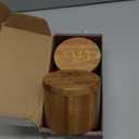 Salt Cellar, 2PCS Salt Container Acacia Wood Salt and Pepper Box for Countertop with Built-in Spoon & Swivel Lid, Wood Salt Holder Bowl for Kitchen, Seasoning Storage (Rose & SALT Engraving)