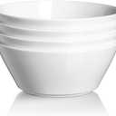 DOWAN 32 OZ Large Soup Bowls Set of 4 - White Ceramic Bowls for Kitchen, Deep Bowls for Cereal, Salad, Pasta, Fruits, Ramen, Dishwasher & Microwave Safe (7.0 Inch/32 OZ)