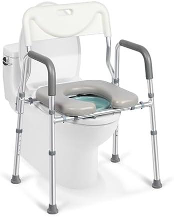 Xilingol Raised Toilet Seat with Handles and Back,350lb Bedside Commode Chair with Arms, 4-in-1 Adjustable and Portable Bathroom Chair for Adults, Seniors, Elderly, Handicapped, Disabled (backrest)
