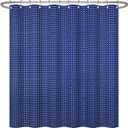 72x72 Inch Solid Color Shower Curtain for Bathroom Waffle Bath Water Resistant Fabric Curtains Navy Blue Modern Thick Shower Stall Curtain with Metal Hooks