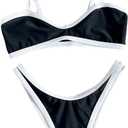 SHENHE Women's Sexy Scoop Neck Bikini Set Color Block High Cut Cheeky 2 Piece Swimsuits, Small
