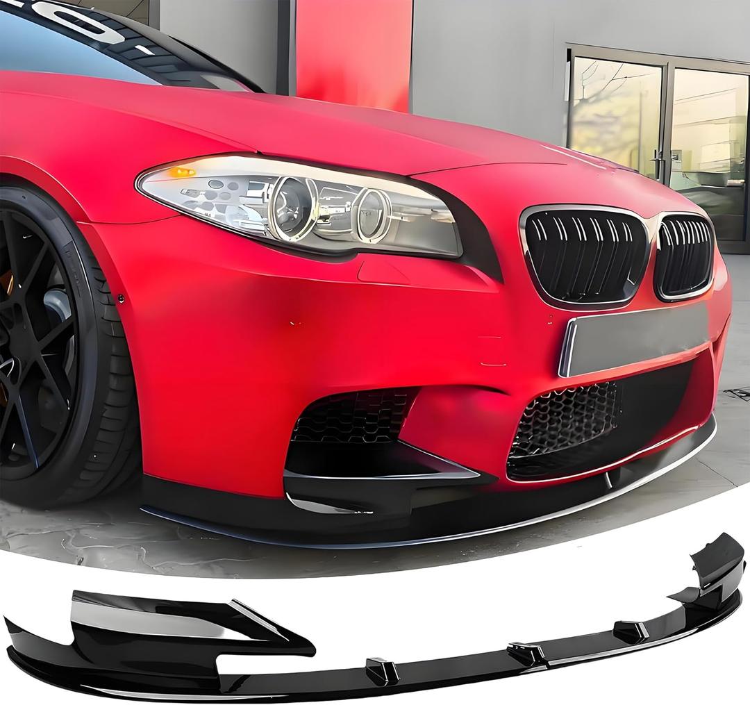 Front Bumper Lip Splitter Spoiler Compatible with BMW M5 F10M 2012 2013 2014 2015 2016 4pcs M Style Air Chin Body Kit Exterior Accessories, Glossy Black