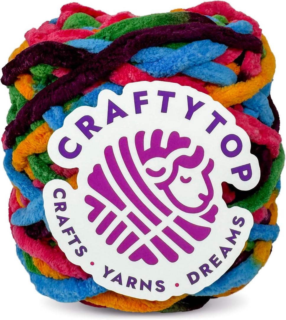Super Bulky Chenille Yarn #6 for Crocheting & Knitting Soft, Chunky, Fluffy Yarn Ideal for Baby Blankets, Plush Toys, Amigurumi, DIY Crafts, Cozy Accessories (Sunrise Temptation)
