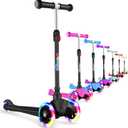 BELEEV A1 Scooter for Kids Ages 2-6, 3 Wheel Kick Scooter for Toddlers Girls Boys, Light up Wheels, Adjustable Height, Lean to Steer, Non-Slip Deck, Lightweight Push Scooter for Children (Black)