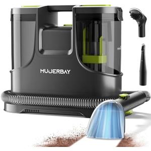 Carpet Cleaner, MUJERBAY 15Kpa Portable Spot and Stain Cleaner Machine, Easy Move with Handle, 1.5-inch Deep Cleaning Shampooer for Couch, Stairs, Car and Pet Messes. Green
