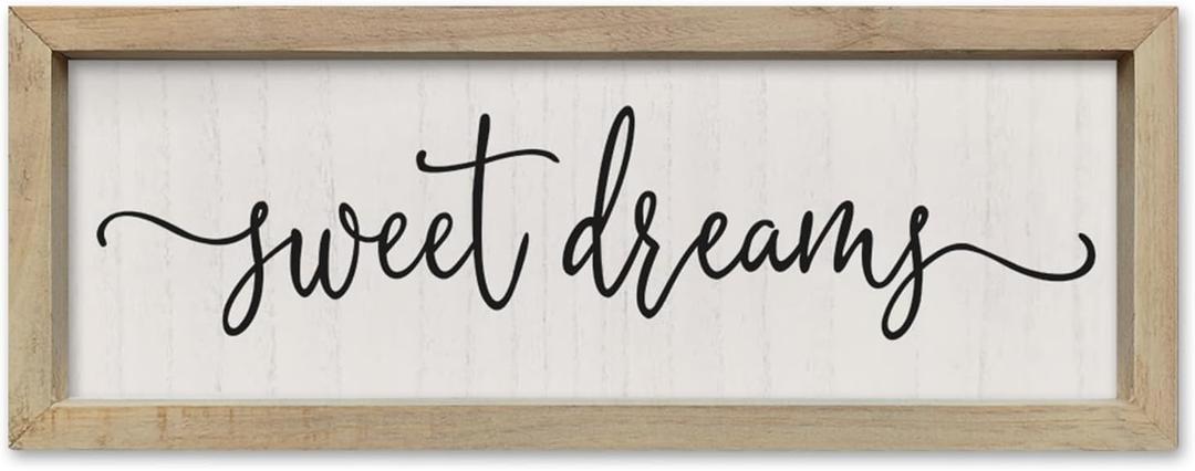 SRSZHIYUE Bedroom Above Bed Wall Decor Minimalist Sweet Dreams Sign 16''6'' Small Couples Romantic Rustic Farmhouse Hanging Family Master Bedroom Guest Room Wall Horizontal Hanging DecorationWood