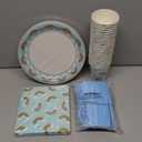 Blue Panda 144 PCS Rainbow Party Disposable Dinnerware Set - Plate, Cups, Napkins