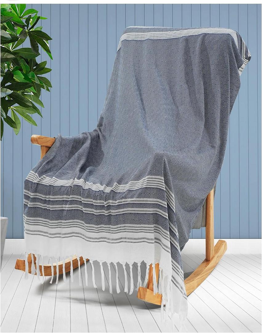 Blue Throw Blanket Bedroom Decoration Living Room Accessories Sofa Couch Cover Chair Apartment Essential Home Finds Navy House Goods Nautical Shark Lake House Kids Teen Boy Baby Nursery Decoration, Size: Giant Large 82''x88''