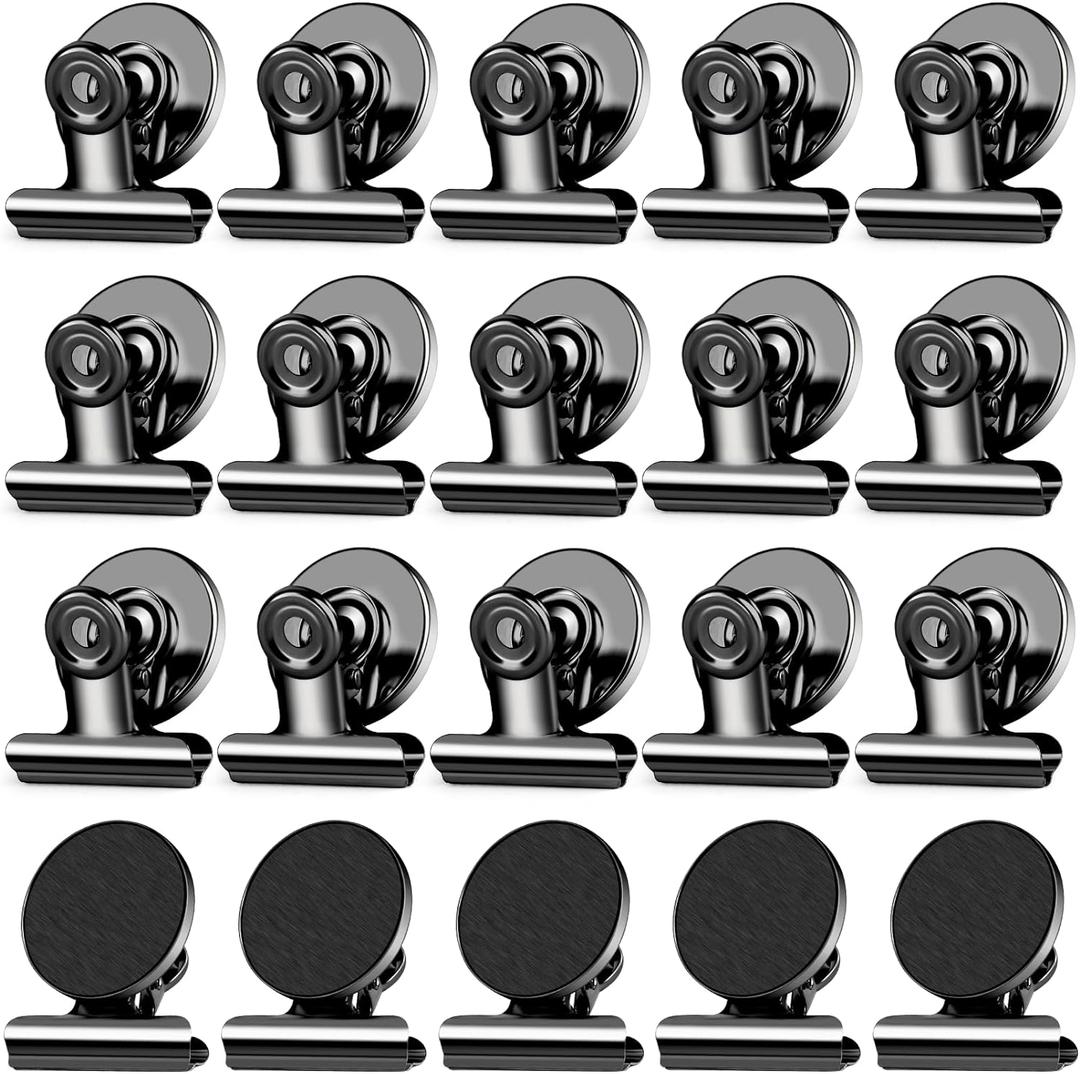 20 Pack Magnetic Clips, Fridge Magnets Refrigerator Magnets, Black Magnet Clips for Whiteboard, Clip Magnets for Photo Displays, Home, Office, Classroom