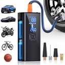 Tire Inflator Portable Air Compressor, 150PSI Portable Air Compressor with Digital Pressure Gauge, 2X Faster Inflation Cordless Air Pump for Car, Motorcycle, Bicycle and More