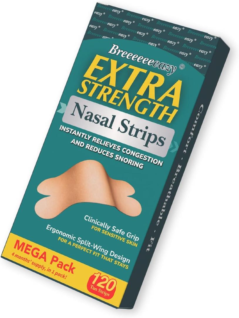 Upgraded Anti-Slip Nasal Strips for Breathing-Extra Strength Ergonomic Nose Strips,Nasal Strips for Snoring & Nose Strips for Better Breathing,Strong Adhesive Comfort Fit Improves Sleep (120 Pack)