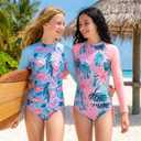 GRACE KARIN Girl Long Sleeve Swimsuit Size 10 Rash Guard Tankini Set Kids Bathing Suit 4 Piece UPF50+ Beach Swimwear