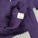 v28 Women Stretchable Knitted Long Sleeve Slim Fitted Ribbed Soft Sweater Dress (Purple, M)