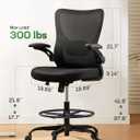 Marsail Drafting Chair, Tall Office Chair with 2D Lumbar Support, Standing Desk Chair,High Office Chair with Padded Flip-Up Armrests & Adjustable Footrest Ring, Dark, Length: 24.8 in, Width: 24.8 in, Height: 46.85 in