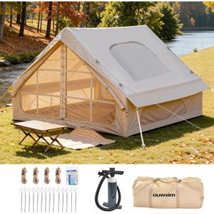 Inflatable Tents for Camping with Skylight and Stove Opening-Quick Setup,All-Season Inflatable Tent,Waterproof Oxford Cloth Large Blow up Tent,Suitable for 4-6 People Glamping Camping Tent House