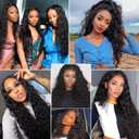 Lace Front Wigs Deep Wave Human Hair Pre-Plucked Wigs For Black Women, Artificial Wigs Heat Resistant Synthetic Deep Wave Curly Virgin Hair Closure（ 26 Inch ）