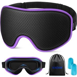 WAOAW Sleep Mask for Men Women: Blackout Eye Masks for Sleep - 3D Breathable Soft Comfortable Eye Mask for Travel - Adjustable Light Blocking Night Masks for Sleeping (Purple)