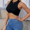 Crop Tank Tops for Women Trendy Sexy Teen Girls Going Out Tops Cute Summer Cropped Sleeveless Knit Ribbed White/Black (US, Alpha, Small, Regular, Regular, Blue) (Blue, Small)