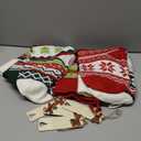 Mostop 4 Pack Knit Christmas Stockings, 19" Large Size Cable Knit Reindeer, Snowflake, Snowman Xmas Stockings with 4pcs Leather Name Tags for Xmas Holiday Christmas Party Family Decor (Bulk)