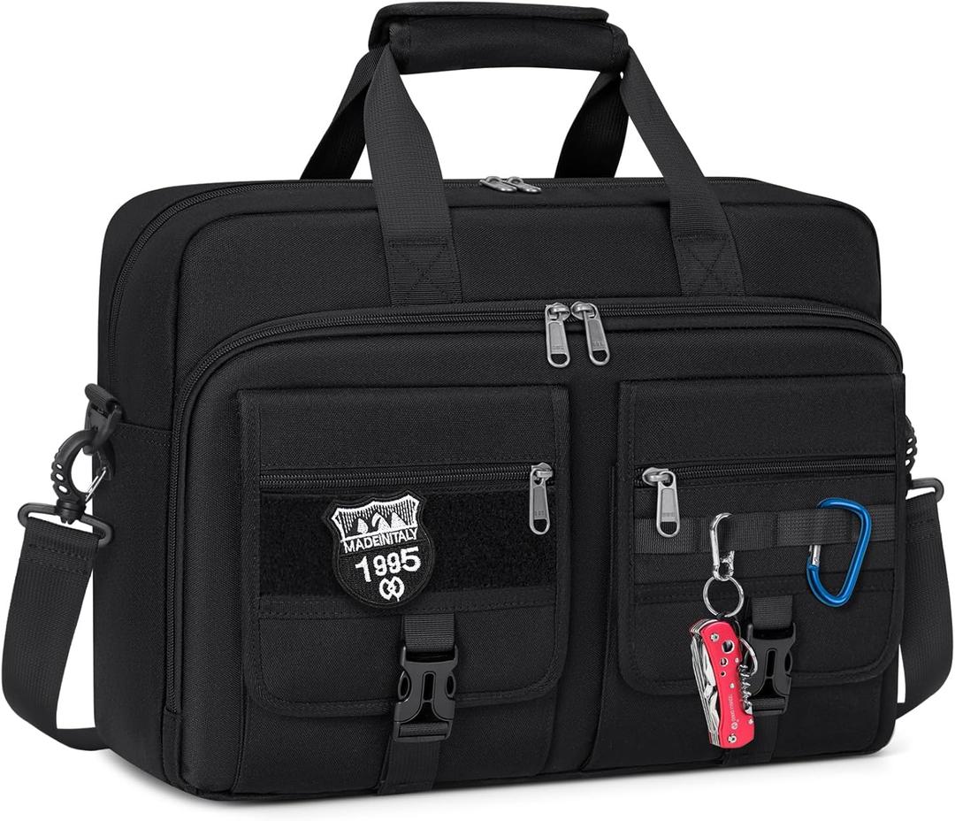 RAINSMORE Tactical Laptop Bag for Men 15.6/17.3 Inch Military Laptop Briefcase with MOLLE Large Business Travel Messenger Bag