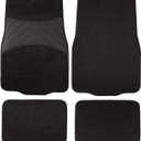 Automotive Rubber and Carpet Floor Mats: 4 Piece Set (Front + Rear), Universal Fit, Black (109-14)