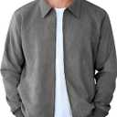COOFANDY Men's Casual Suede Bomber Jacket Lightweight Full Zip Up Jackets Vintage Faux Leather Jacket (Gray, M)