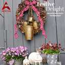 Akatva Large Brass Cow Bells for Rustic Christmas Decor - Set of 5 Vintage Gold Bells on Rope