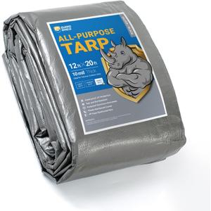 GUARD SHIELD Heavy Duty Tarp 12x20 Feet Silver/Black Multi Purpose Thick Waterproof Poly Tarp Cover 10mil