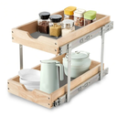 Pull Out Cabinet Organizer with Soft-Close Dampers 13.5" W x 21.7" D - 2 Tier Heavy-Duty Slide Out Drawers for Base Cabinets, Adjustable Height, Rear Stabilizer, Kitchen Bathroom Organization