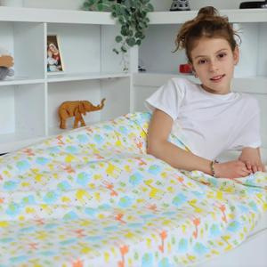 Kids Blanket 100% Cotton  Animal Theme Throw with Giraffe, Elephant, Frog, Duck  Lightweight Soft Toddler Blanket for Boys Girls, Perfect for Spring Summer Fall, 40 x 60 in (101.6 x 152.4 cm)