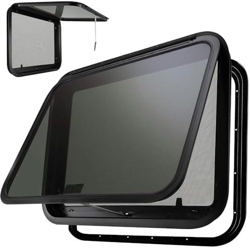 ProFlex RV Emergency Exit Window 30” W X 22” H – Heavy Duty Ultra Thick Tempered Glass, RV Camper Windows Replacement with Trim for 1-3/4’’ Wall Thickness – Easy Installation, DOT Certified