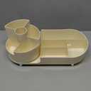 Rotating Makeup Organizer for Vanity with Brush Holder, Cosmetic Makeup Storage Organizer, Large Spinning Makeup Skincare Organizer, Countertop Makeup Perfume Organizer, Lotions Display Case Ivory