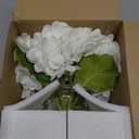 Hollyone Hydrangea Artificial Flowers with Vase White Silk Fake Flowers Arrangements in Glass Vase with Faux Water for Home Bathroom Office Table Centerpiece Shelf Decorations