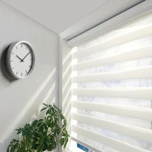 ShadesU Cordless Zebra Blinds  Light Filtering Dual-Layer Window Shades for Privacy (White Color) (Maximum Height 72") (Width 24.5")